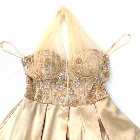 NWOT Faeriesty Sequin Top Strapless Champagne Gown Dress - Picture 10 of 11